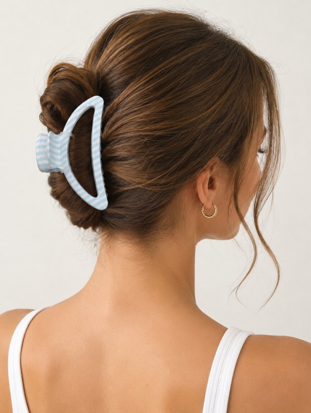 Tommy Bahama Light Blue and White Striped Hair Clip